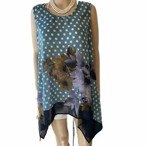 Unique Spectrum Floral Poker Dot Beach Summer Comfort Swing Tank Top Plus 1X